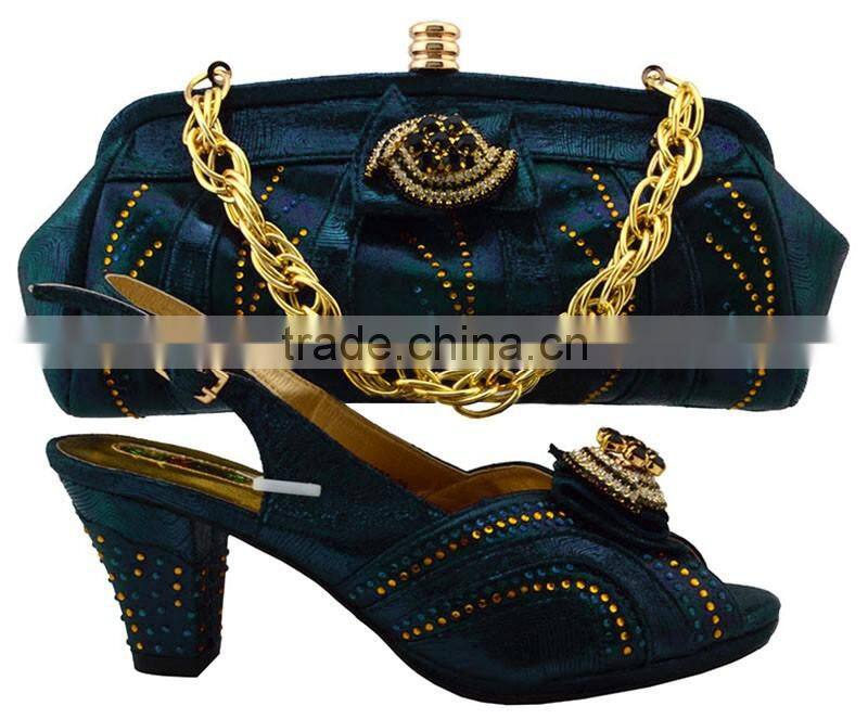 Personalized design good quality shiny elegant female shoes and matching bags lady dress matching shoes and bags MG1094