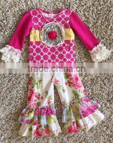 2017 baby clothes summer wholesale children's boutique clothing ruffle kids printing baby leggings