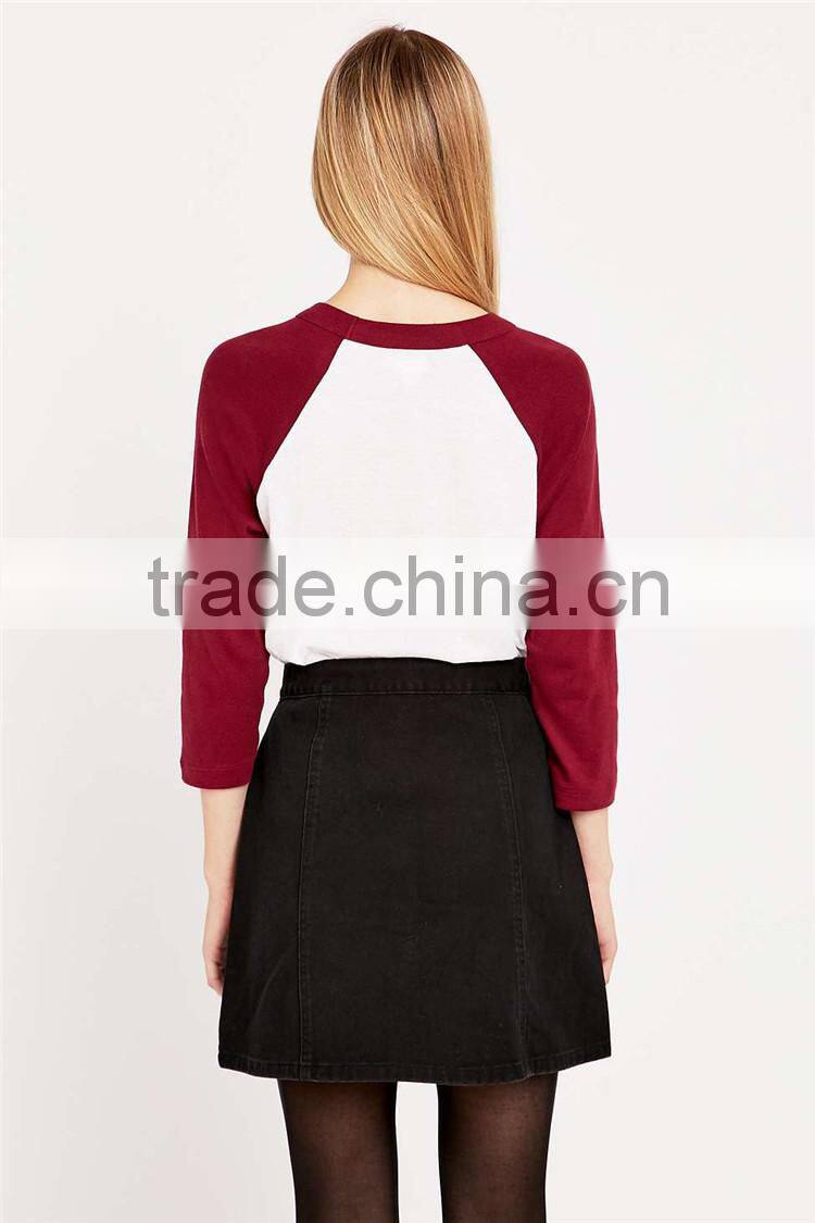 Thin long sleeve t-shirt baseball t-shirt 3/4 sleeve raglan t-shirt
