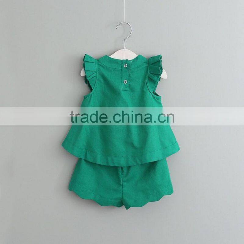 Summer Student 5 Years Old Clothes Welding and Cutting Outfit Pure Green Wave Short Sets