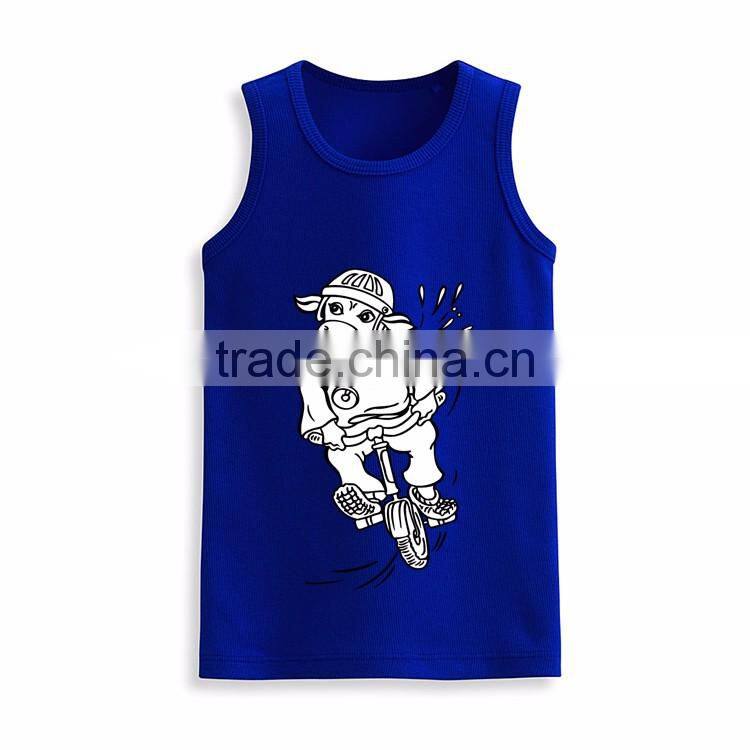 Wholesale sleeveless t shirt fashion kids custom print tank top manufacturer