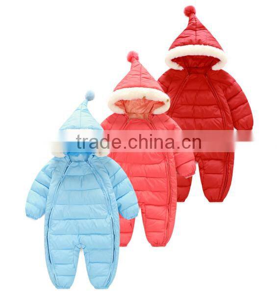 kids wholesale winter clothes,custom design high quality baby and infant winter hooded rompers
