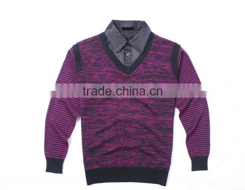 Knitting V Neck Sweater Shirt Collar Sweater Men