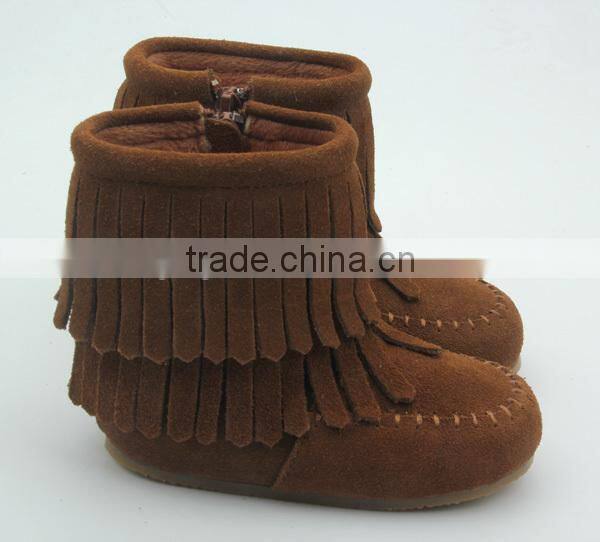 Wholesale winter hard sole moccasins kids boots