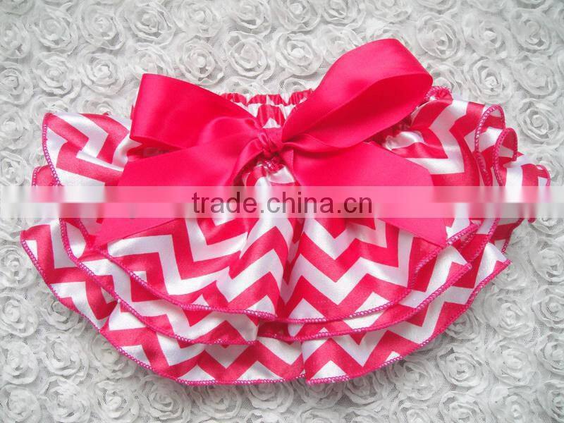 2014 Brightly painted Hot Pink Polka Dot Satin baby's Bloomer Lovely Girls Diaper cover with Bowknot kids petti Bow bloomer