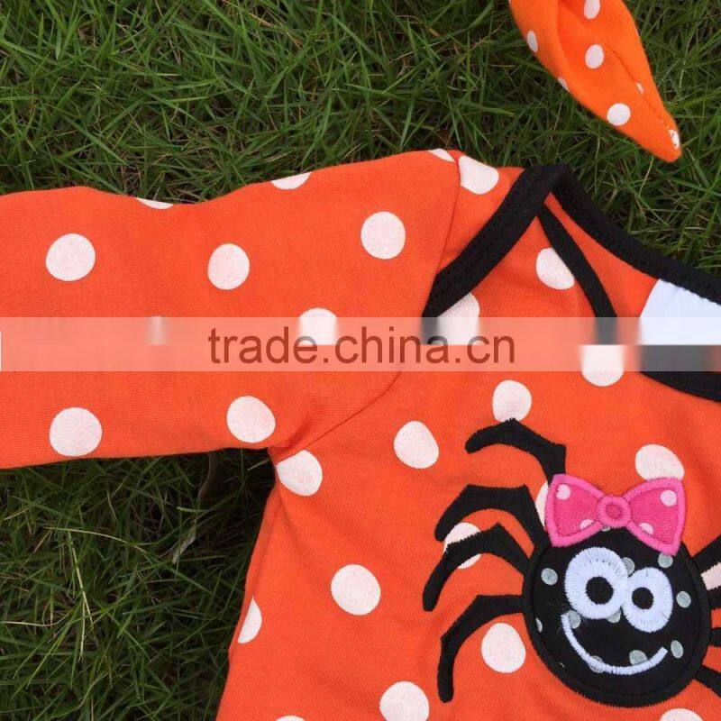 NEW ARRIVAL newborn orange tutu romper kids Halloween tutu romper kid polka dot romper with necklace and headband