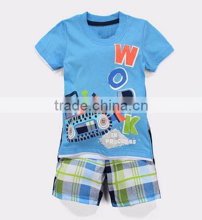 alibabab hot sale latest design baby clothes boy cartoon engineering car design summer set