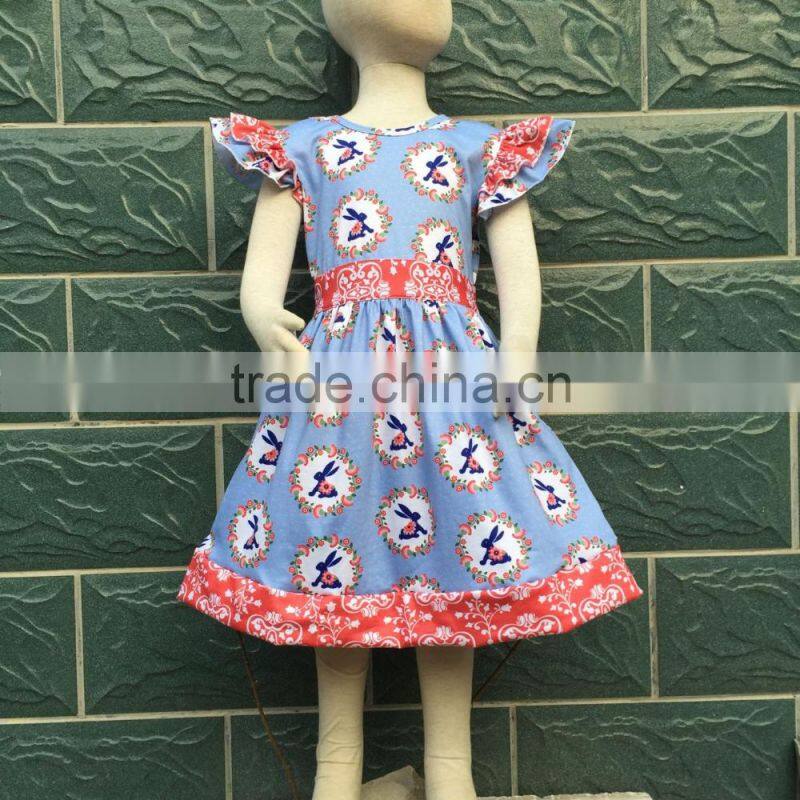 2017 Wholesale latest designs easter rabbit pattern children girl skirt
