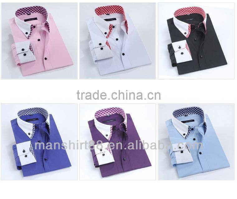 high quality double collar button down dress shirt for man