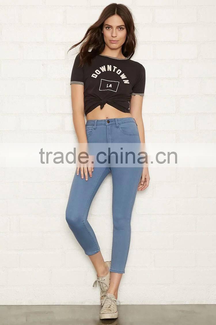 2017 Guangzhou Shandao Factory OEM Custom Autumn Garment Dyed Cotton Latest Design Sex Tight Lady Pants