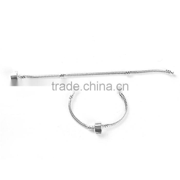 Copper European Style Snake Chain CharmBracelets Silver Plated