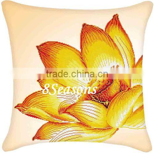 Lowest Prices Multicolor Flower Pattern Square Throw Pillow Cotton Cross Stitch