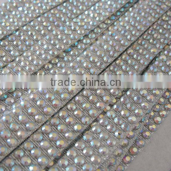 3mm ss10 3row crystal AB hotfix rhinestone ribbon strip
