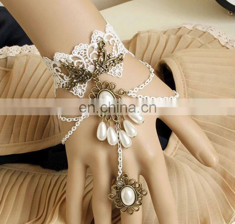 New Arrival Vintage White Lace Bride Wristlet Jewelry Bracelet