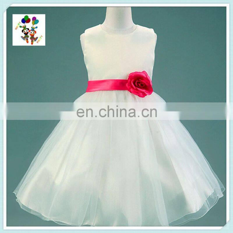 Hot Sale White Gown Tulle Flower Girl Kids Dresses HPC-3091