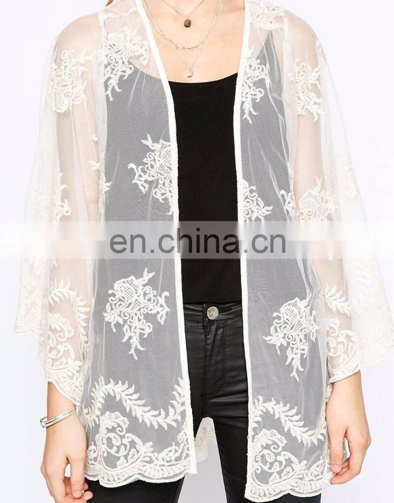 Summer White lace kimono cardigan 2016 women