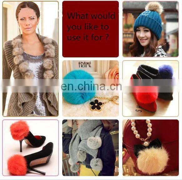 genuine fur trimming for beanie and garment two tone mixed color rabbit fur ball from china