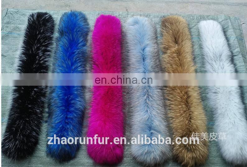 Real raccoon fur collar for garment wholesaler raccoon fur trim/piping