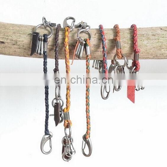 CUSTOM VINTAGE STYLE KNITTED KEYRING THIN LEATHER KEYCHAIN