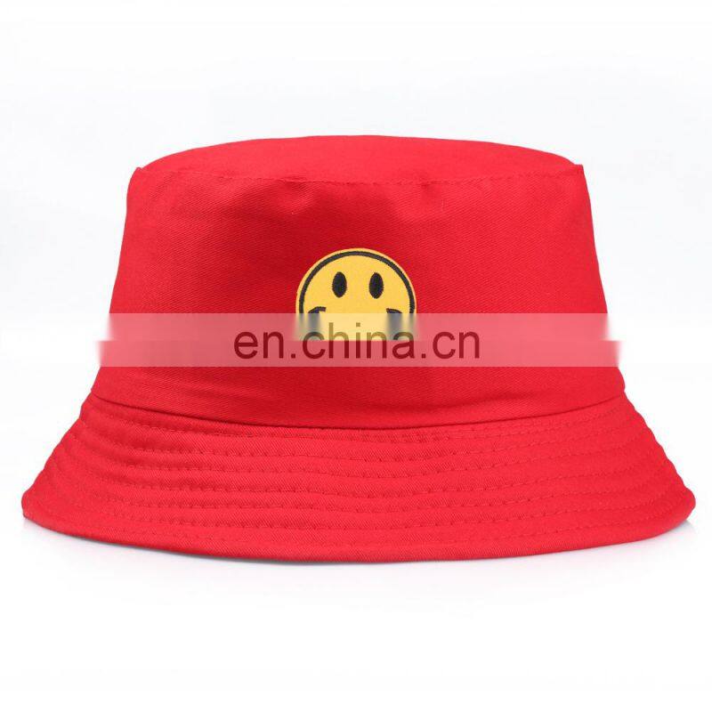 Man Women Caps embroidery smile design Hats Reversible Bucket Hats Fisherman hats For Women Sunscreen Panama Sun Hat