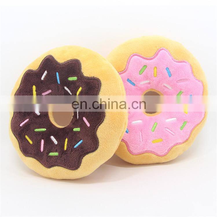 15cm diameter squeaky eco friendly plush doughnut dog toy