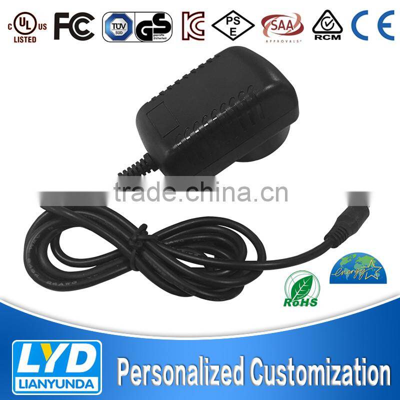Universal CCTV power supply 9V 1A 9W Plug-in type with CE UL Certification