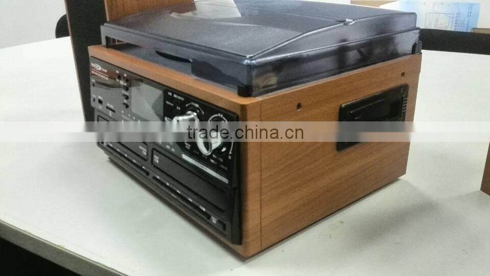 Double CD turntable player,encoding vinyl player,CD recording turntable with cassette and radio