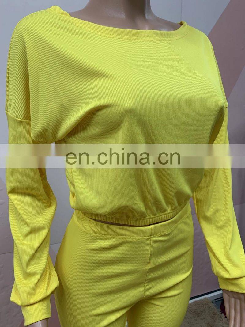 Customized Long Sleeve Clothes Ladies Fitness Sportswear Spring Autumn Winter Fashion Clothing Two Pieces 2 Piece Jogging Pants