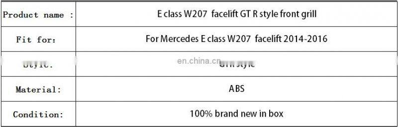 ABS front grille for Mercedes Benz E class W207 C207 2014-2016 GT R style front hood grill