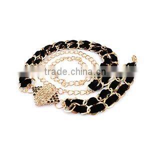 China wholesale stainless steel jewelry black cloth belly chain design