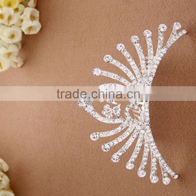 Korean Style High Quality Crystal Double Peacock Crown Tiaras Wedding Hair Accessories