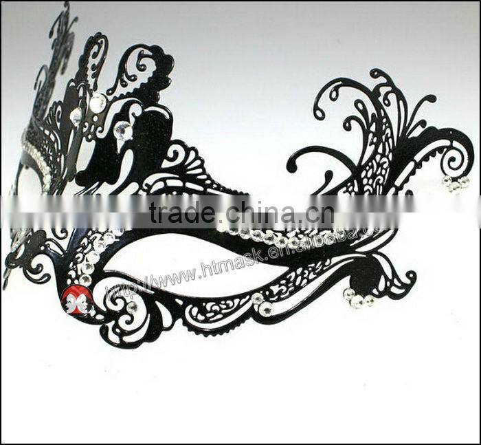 new design mardi gras party schwarze farbe kristall maske elegante metall laser charmante prinzessin maske