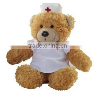 Plush nurse bear toy/handmade stuffed plush toy bear/doctor plush bear toy