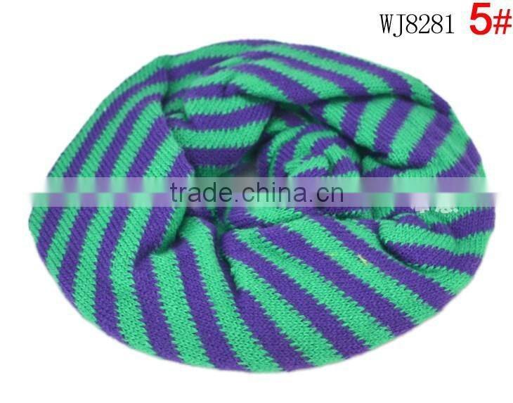 Wholesale New Winter Wool Knitted Striped Circle Loop Kids Infinity Scarf