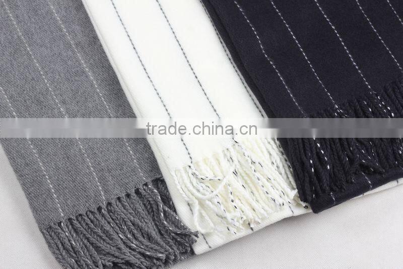 Latest Design Korean Fashion Tassel Striped Wool Shawl Scarf
