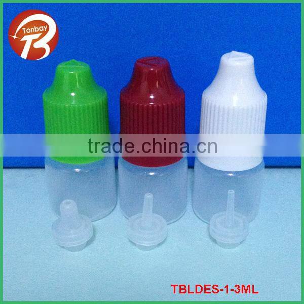 3ml LDPE long nozzle dropper bottle with childproof safety cap TBLDES-1-3ML