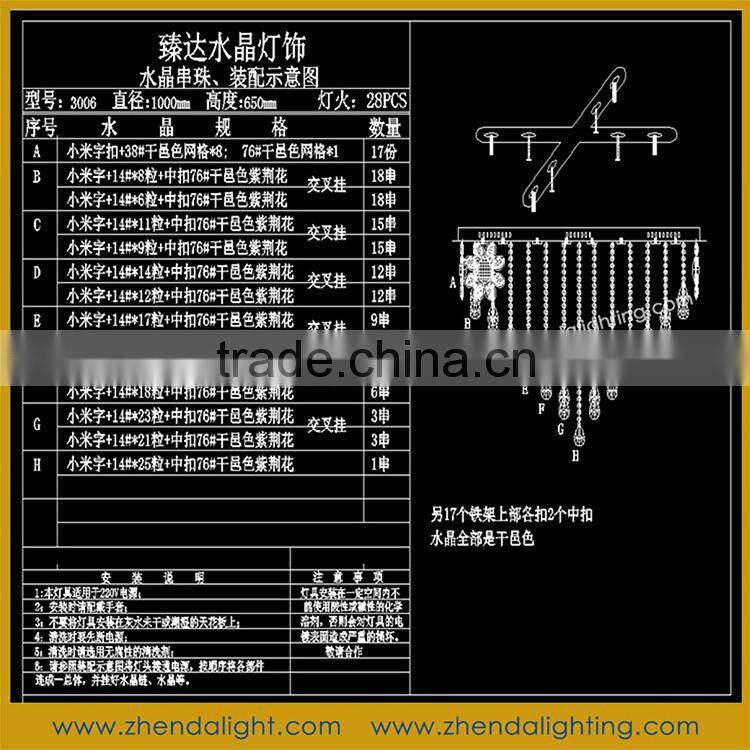 Modern round crystal light home chandelier pendant lamp for hotel lobby