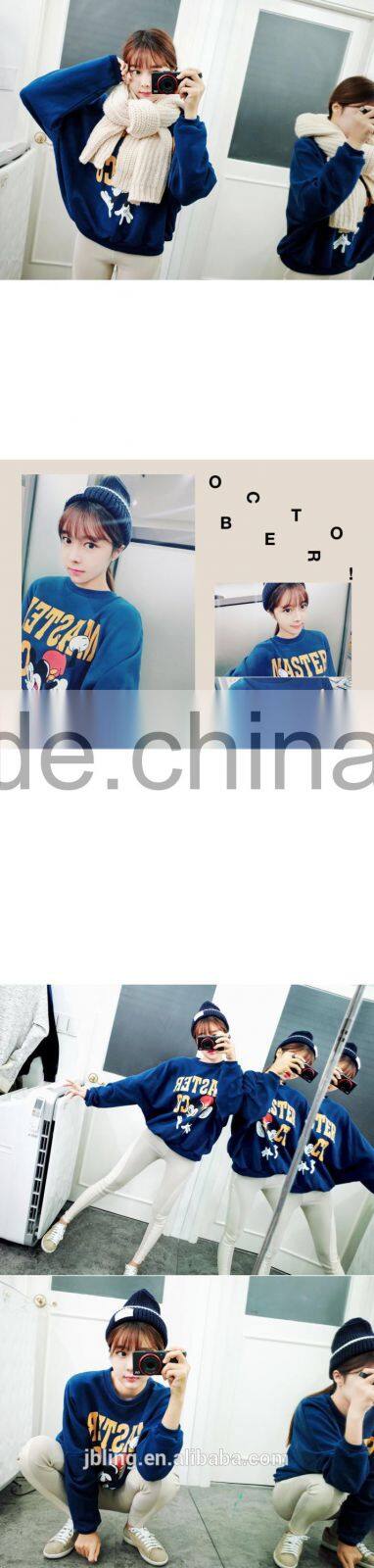 2014 winter new Korean thick velvet hedging cartoon printed loose round neck sweater coat female tide