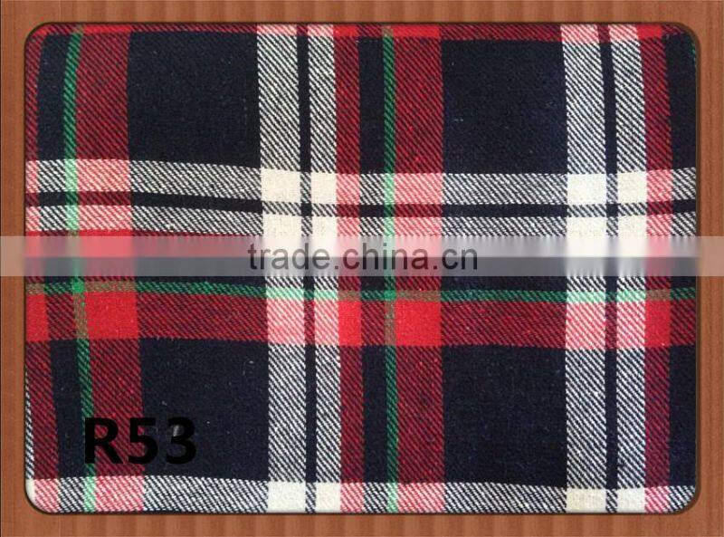 48.4%polyester New style 101, green black check cotton shirt flannel fabric