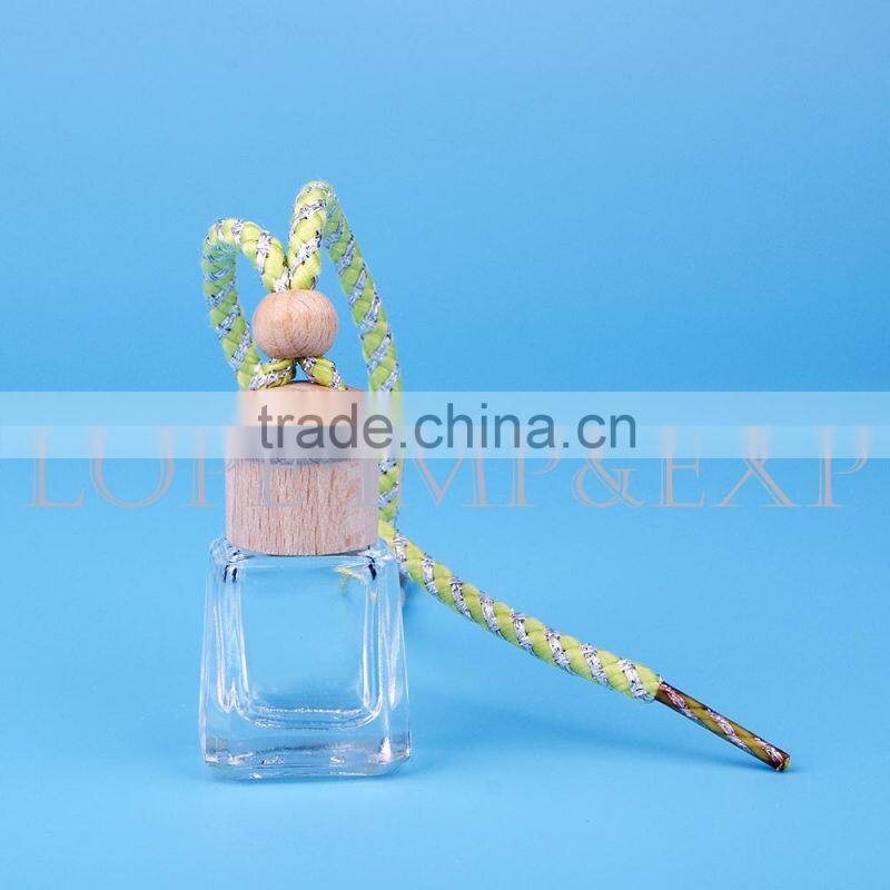 Glass Hanging Bottle With Wooden Cap Car Refresh Bottle