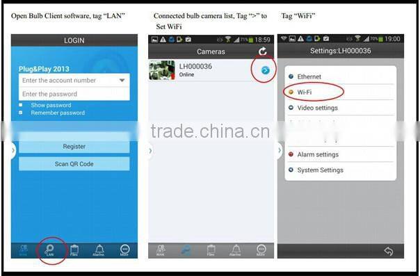 Mirror face Wifi Hidden Bulb Camera Security DVR IP Camera