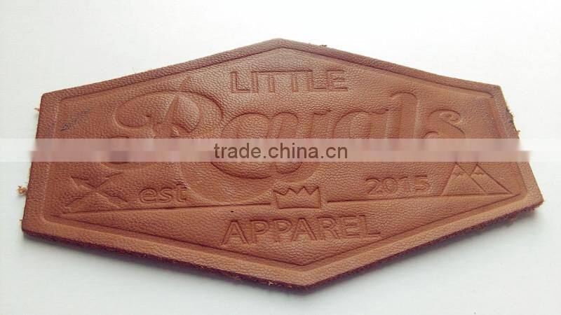 Custom special shape PU heat press leather patch for jeans in china