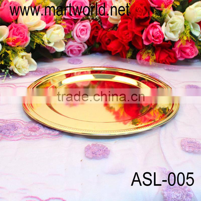 Classical design wedding plate,decorative gold &silver color metal meterial wedding plate for wedding decoration(ALS-005)
