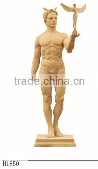 Life-Size Sandstone Carved Nude Man Sculpture
