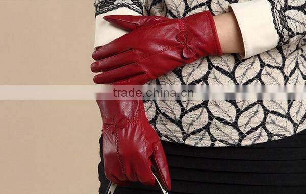 2014 Women Fahion Black Leather Long Glove for Party