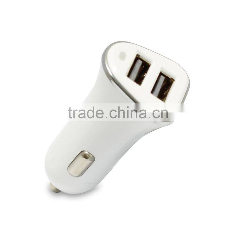Black White 2 port USB 5V 4.8A 3.4A 2.4A Dual Car Charger adapter with good quality