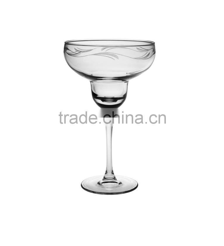 Engraved frosted leaf leadfree customized size popular clear transparent margaret glass special