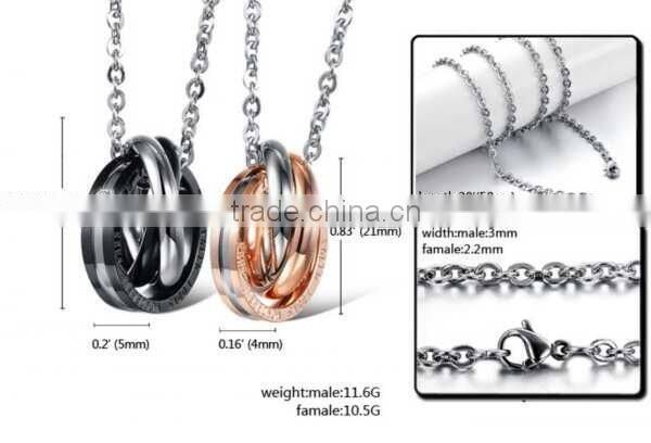 Meaningful couple rings pendant necklace