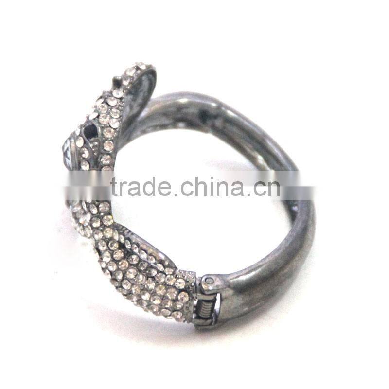 Wholesale men Vintage Silver Plated Zinc Alloy Cobra Snake Skin Bracelets with diamond