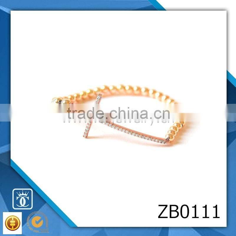 Micro pave jewelry jewellery wholesale gold plated cross with white zircon stretchable bracelet for women